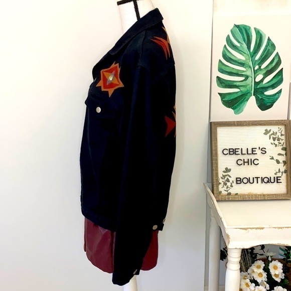 Sundance Moxie Black Jean Jacket w/Western Appliqués Sz S - Picture 6 of 15